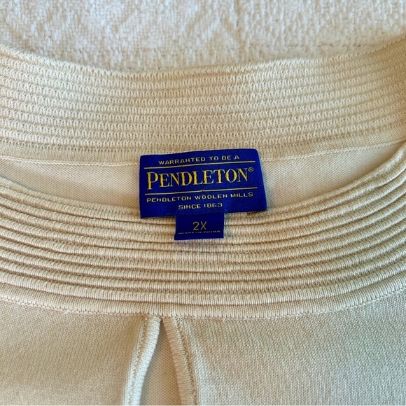 Pendleton Jackie Sweater Cream Short Sleeve Silk Blend Keyhole Plus size 2X - Picture 14 of 16